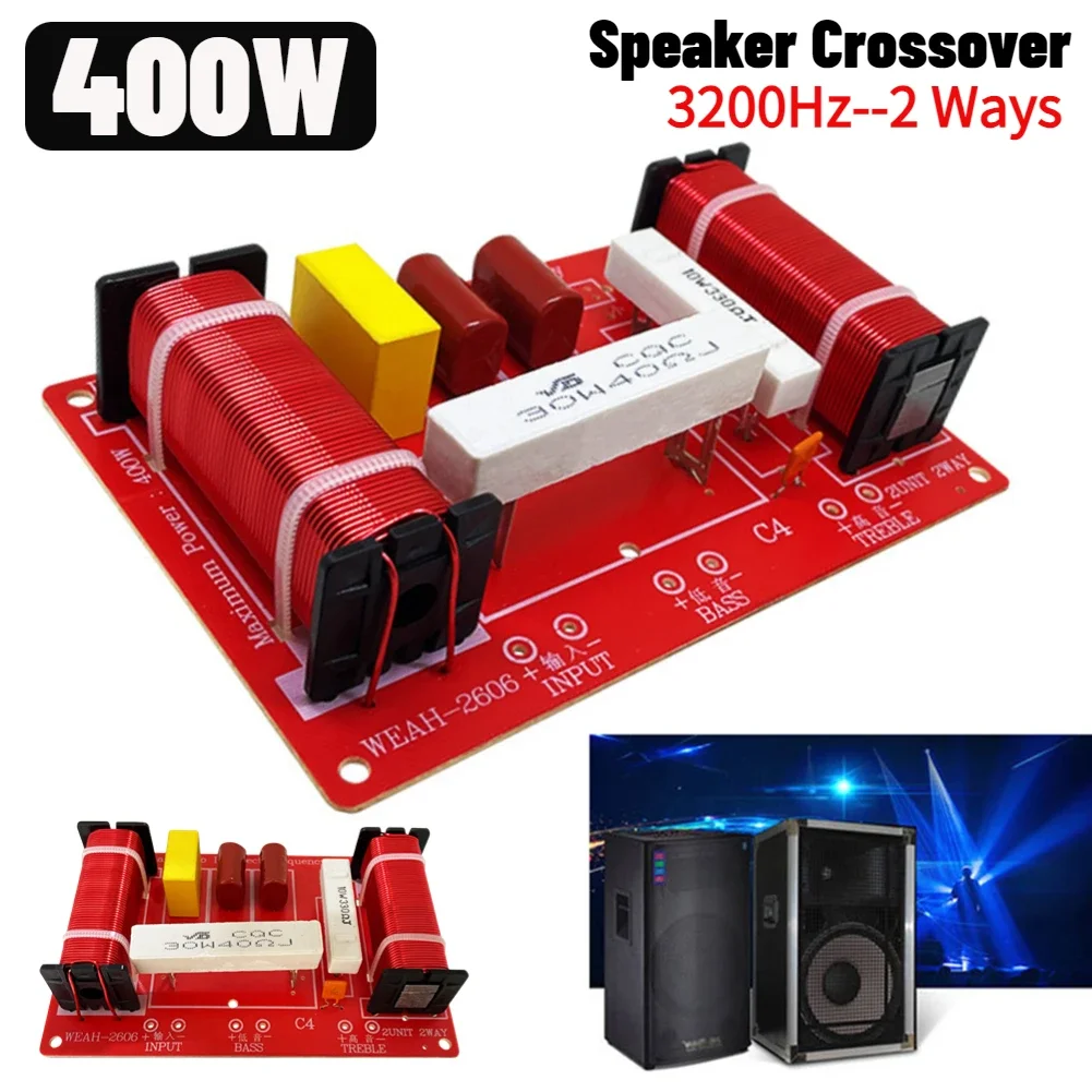 2 Ways 400W Speakers Filter Frequency Divider Treble Bass Audio Filter Circuit Board High Power 3200Hz for Stage Speaker Upgrade
