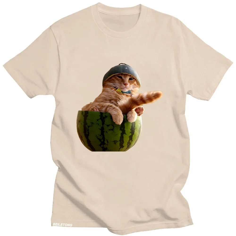 

Летняя хлопковая дышащая футболка с изображением арбуза и кота, глупый кот, мем, любитель кошек, забавные футболки, очаровательные футболки для женщин и мужчин Y2K, трендовая одежда