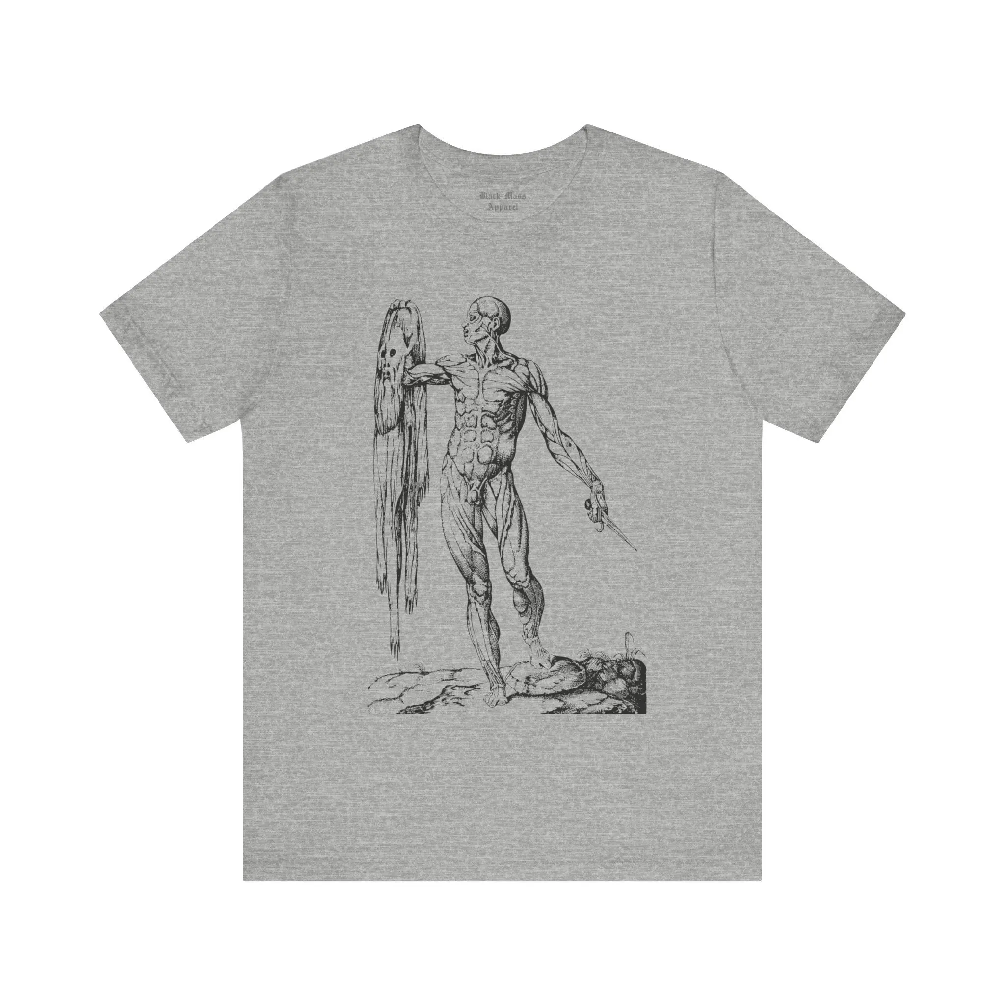 The Skinless Man, Andreas Vesalius Art, Vintage Creepy T-shirt, Horror Shirt, Medical, Spooky, Anatomy,  Jersey Short Sleeve Tee