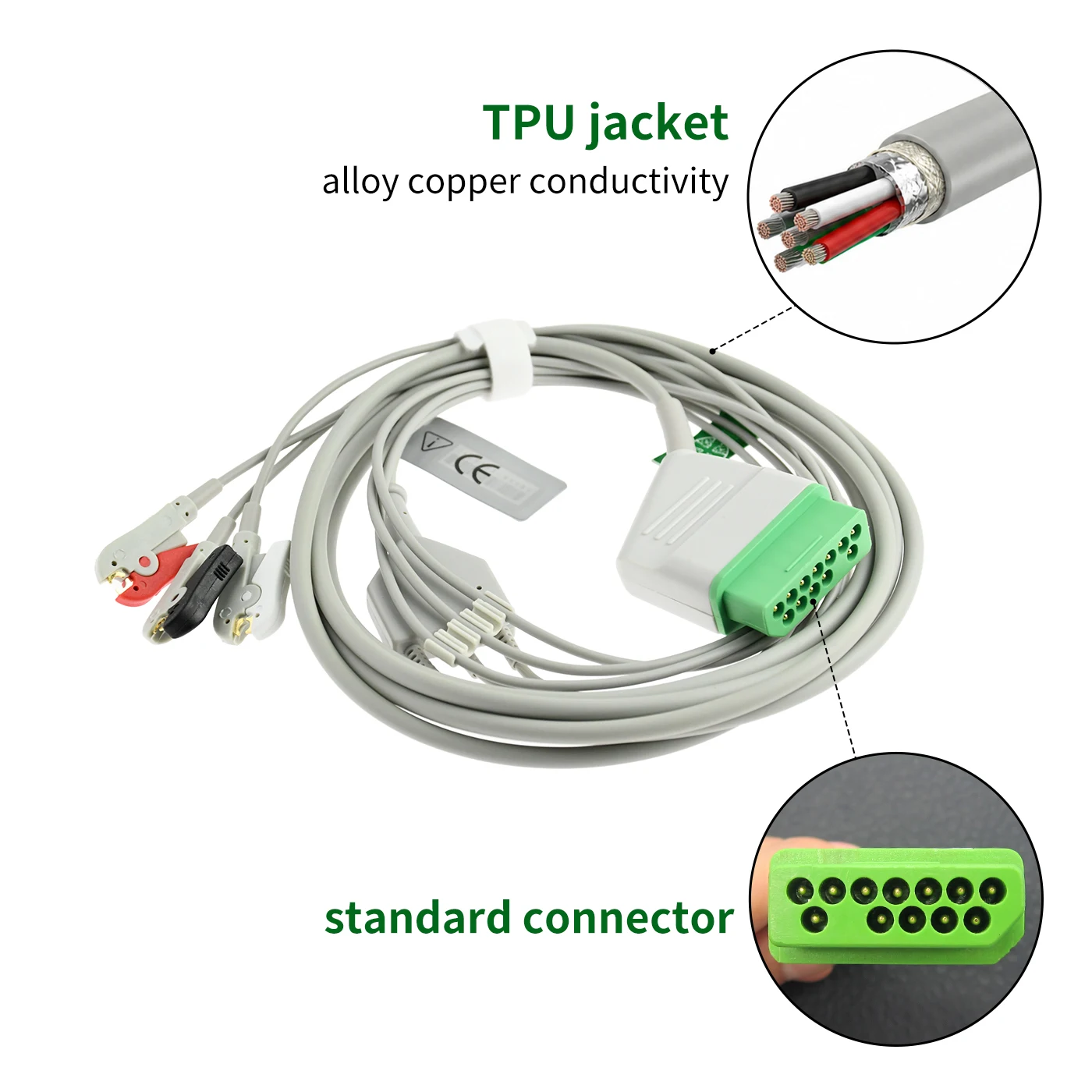 EMSLIFE Compatible ECG Cable Snap Clip Electrode for Nihon Kohden Patient Monitor
