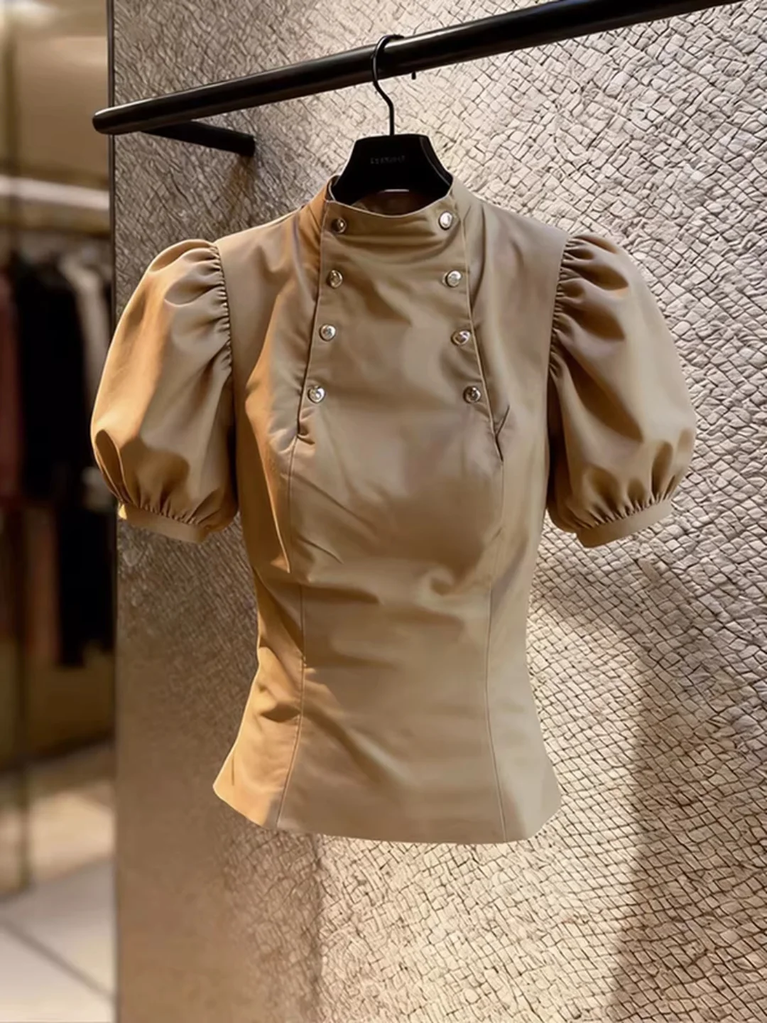 

Unique Beautiful Bubble Sleeve T-Shirt Women's Slim Fit Short Sleeve New 2026 Fashionable Top Quality Material French Style
