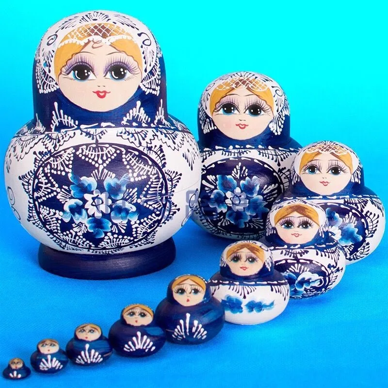 

2026 Creative New Kids' Russian 7/10-Layers Doll Handmade Wooden Children's Matryoshka Doll Toy Home Decorative OrnamentLJ004