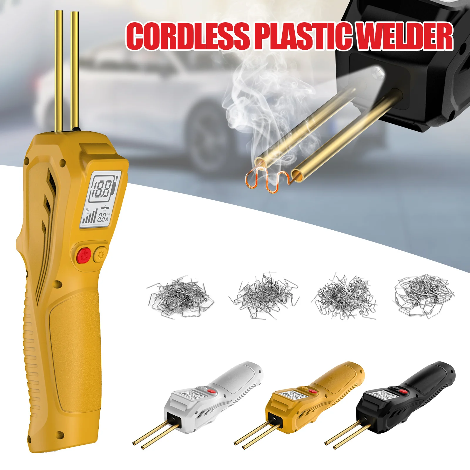 500W Wireless Plastic Welding Gun with LCD Hot Stapler Plastic Repair for Car Motorcycle DIY, USB Charging Handheld Welder Tool