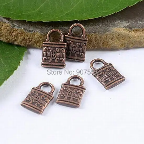 

30pcs 12*7mm Antiqued Copper Tone 2sided Lock Design Charms H1905 Charms for Jewelry Making