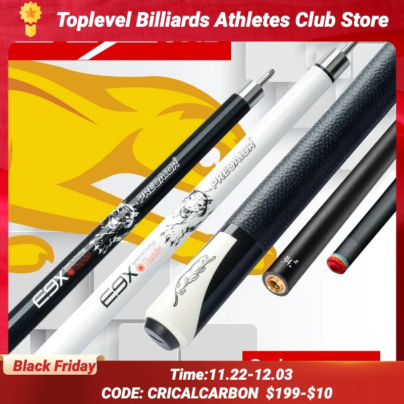 PREOAIDR-Billard Pool Cue with Extension, Maple and Carbon, Double Shaft, 13/11.8mm Tip