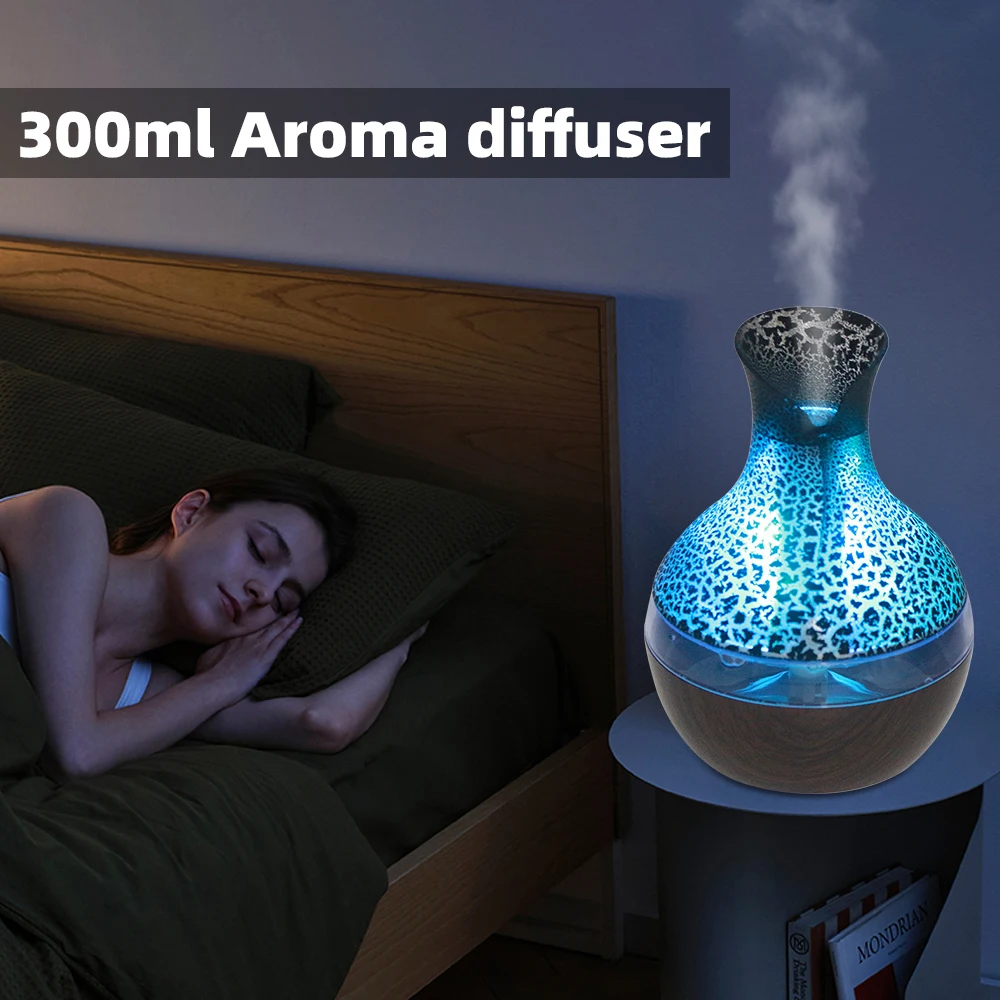 300ml Essential Oil Humidifier USB Rechargeable for Desktop & Car. Portable Personal Aromatherapy Diffuser with 2 Oils to Relax Mind, Body, and Improve Sleep.