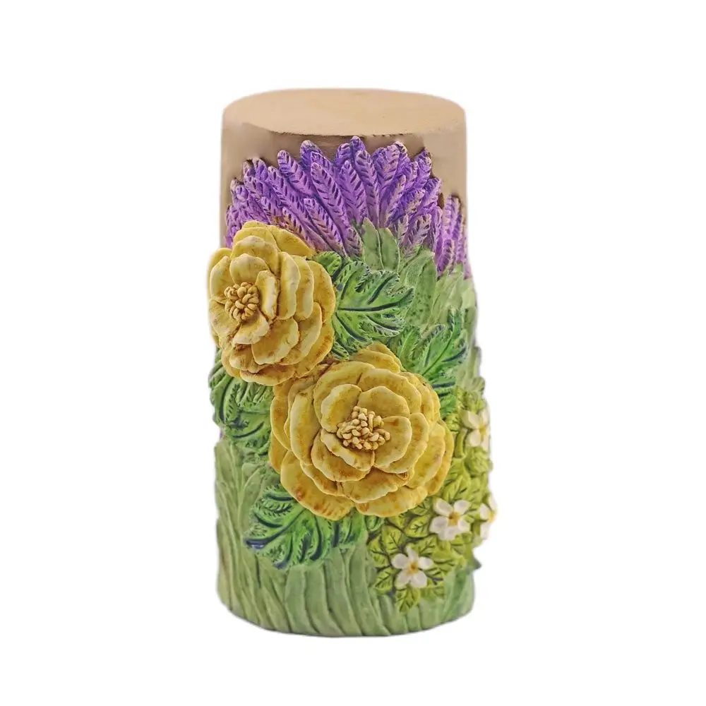 Blooming Garden Flowers Silicone Candle Mould Mold Cylindrical Relief Pattern Handmade Soap for Making DIY Gypsum Palm Wax