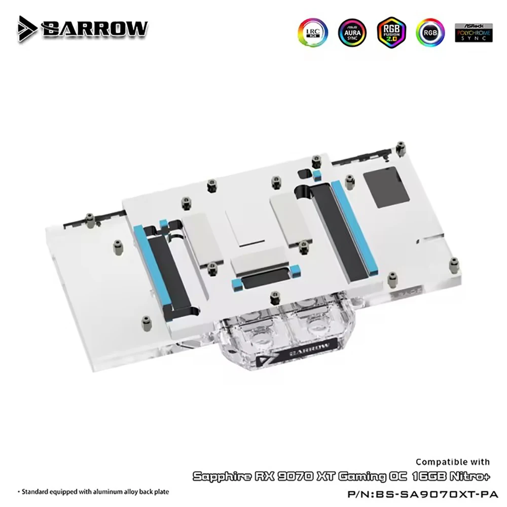 Barrow GPU bloque de agua para Sapphire Radeon RX 9070 XT GAMING OC 16GB Nitro + radiador de refrigeración de tarjeta de vídeo