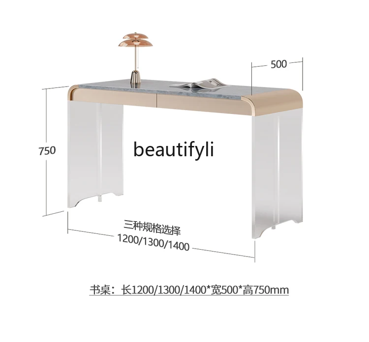 Light Luxury Luxury Stone Desk Natural Marble Office Desk Study Acrylic Suspension Desk