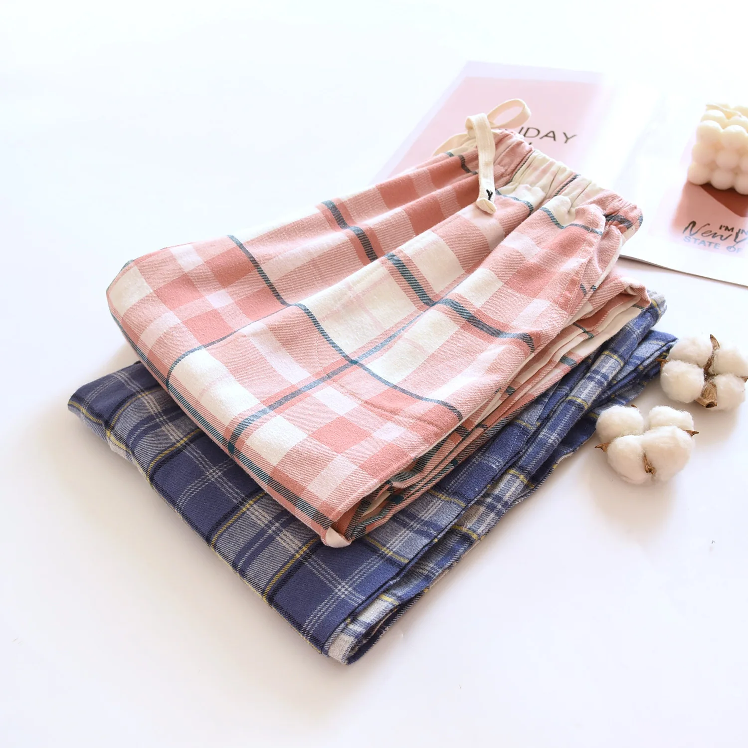 

Весенне-осенние женские и мужские брюки для сна из 100% хлопка, мягкие фланелевые домашние штаны для пар, одежда для дома, брюки, женские повседневные клетчатые пижамные штаны