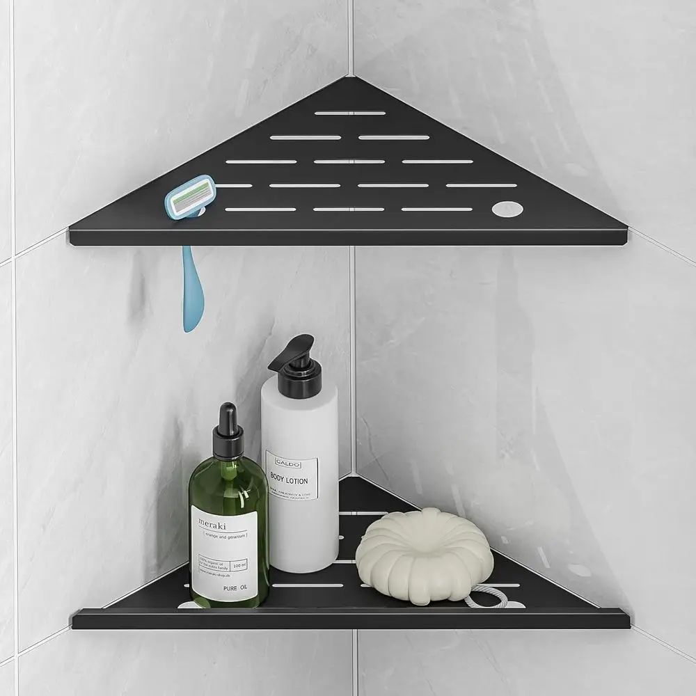 

Modern 10 Stainless Steel Shower Shelf with Razor Holder, No-Drill Grout Tile Wall Mount Organizer, Bathroom Accessory