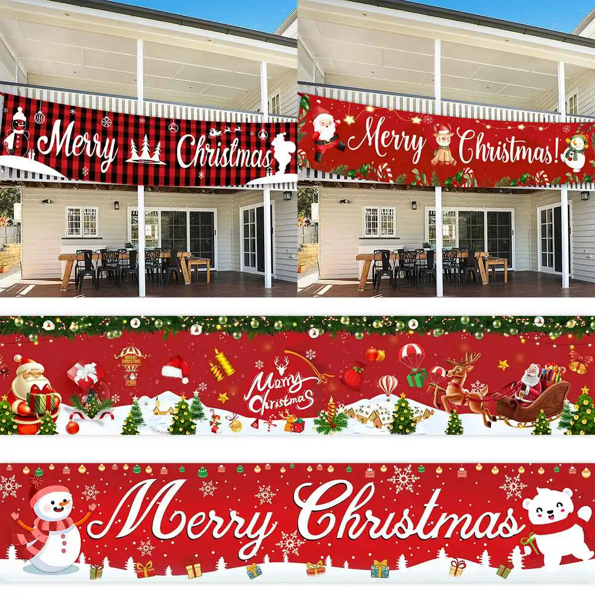 2023 Christmas Snowman Santa Polyester Banner Flag Xmas Gifts Merry Christmas Decoration For Home Cristmas Ornaments New Year