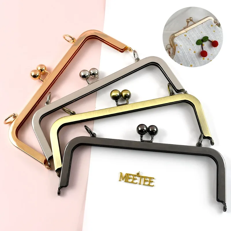 

1/2/5Pcs 20/25cm Smooth Bead Metal Bag Handles Purse Frame Kiss Clasp Handbag Clourse Brackets Screw Wallet DIY Accessories