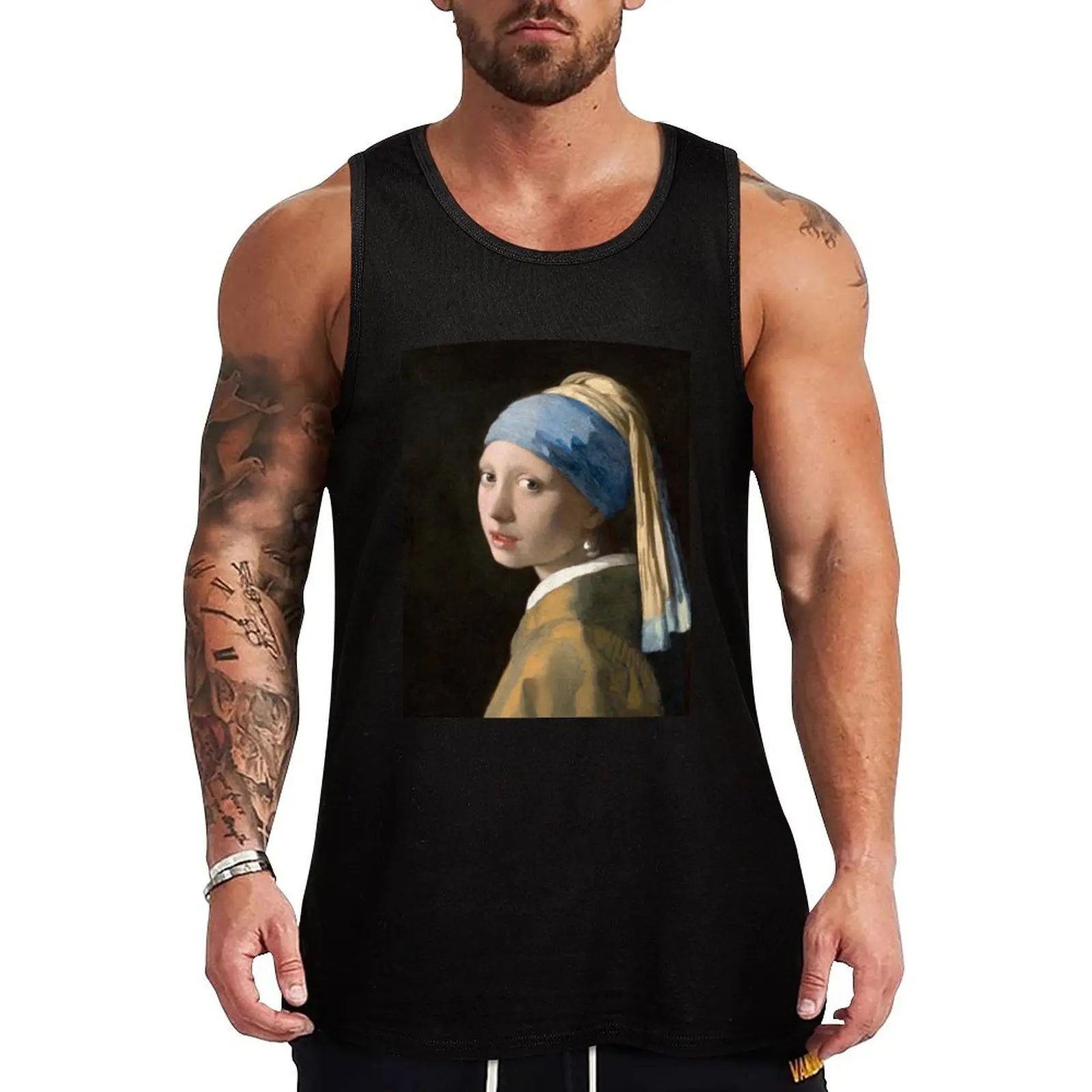 

Johannes Vermeer’s Girl with a Pearl Earring Tank Top Basic Layering Tank Top Soft Cotton Sleeveless Shirt