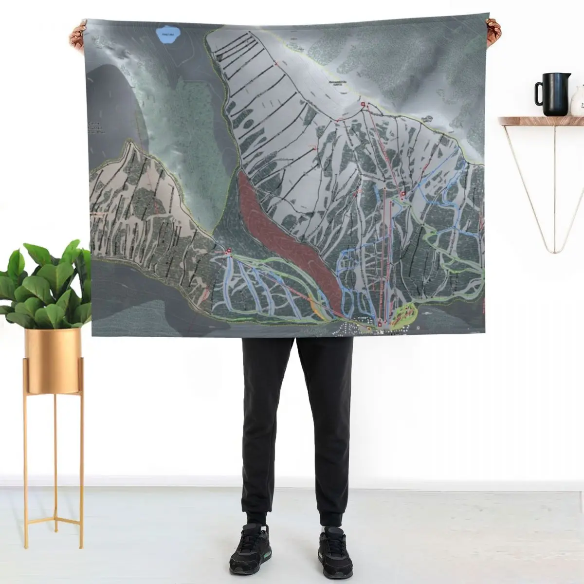 Castle Mountain Resort Trail Map Throw Blanket Designers Hair for sofa Blankets For Sofas Polar Travel Blankets