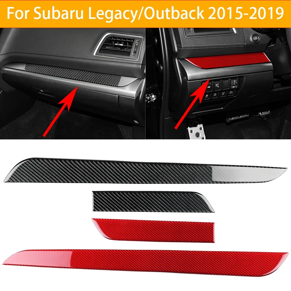 Carbon Fiber Center Console Dashboard Panel Protected Cover For Subaru Legacy Outback 2015-2019 Car Interior Strips Accessories