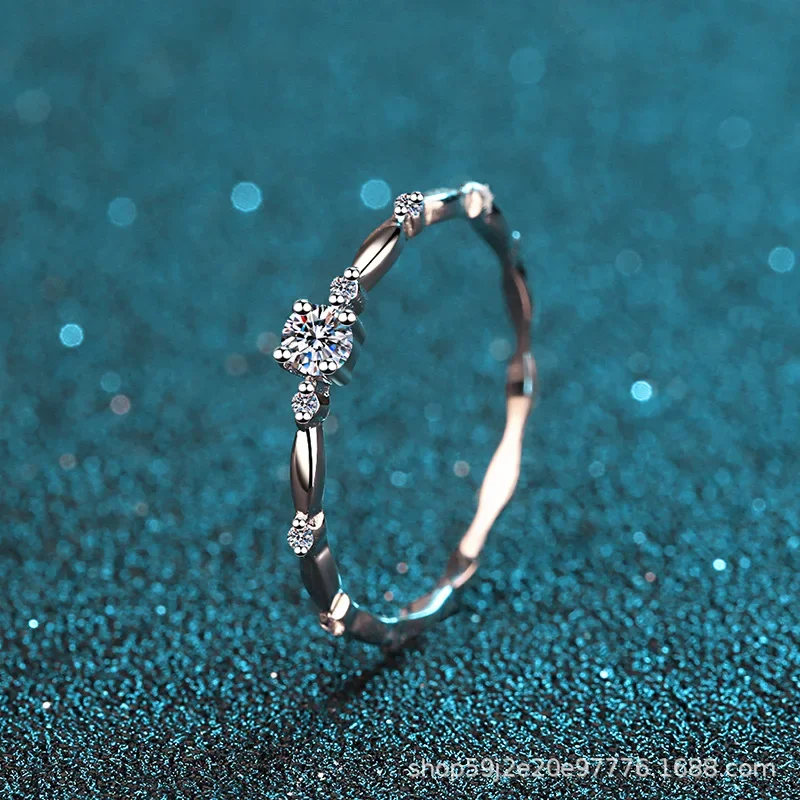 

Настоящий муассанит 0,1 карата, четыре пары, кольцо из стерлингового серебра 925 пробы, изысканный модный подарок для девочек, кольца с бриллиантами, ювелирные изделия на день рождения с коробкой