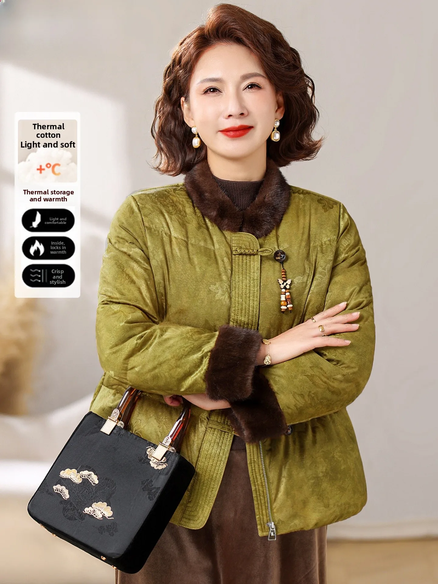 

New Chinese Sle down Cotton Jaet Women's Winter Coat Middle-Aged And ly Autumn And Winter Brand Tang Costume Cotton ...
