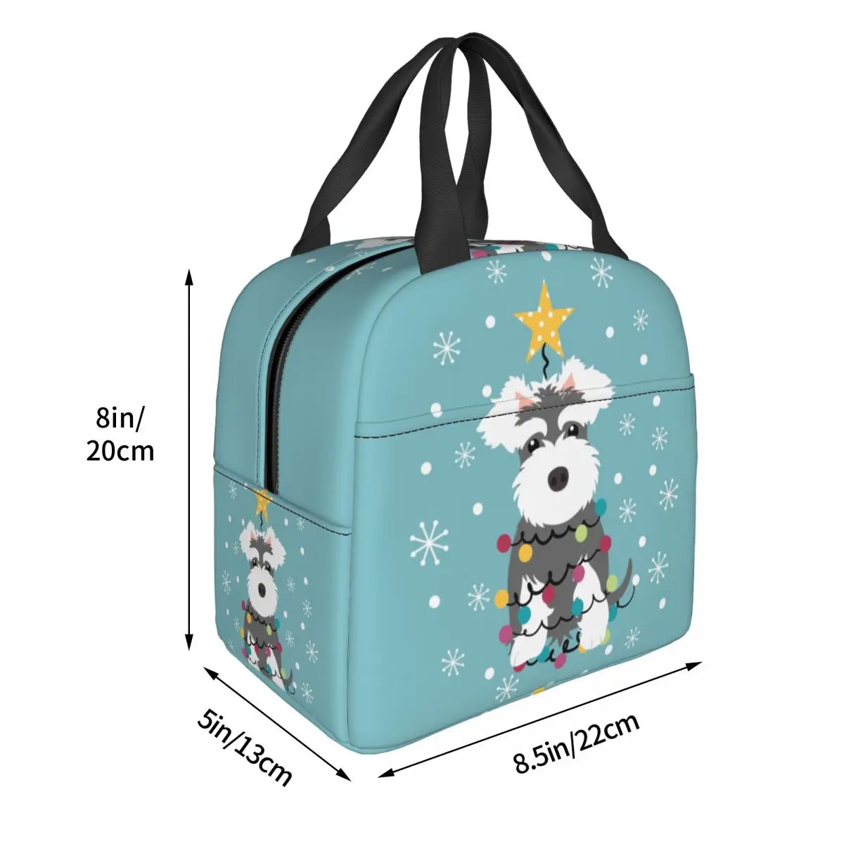 Miniature Schnauzer Christmas Tree Insulated Lunch Bags Women Animal pet Dog Lunch Container for Kids School Children Food Box