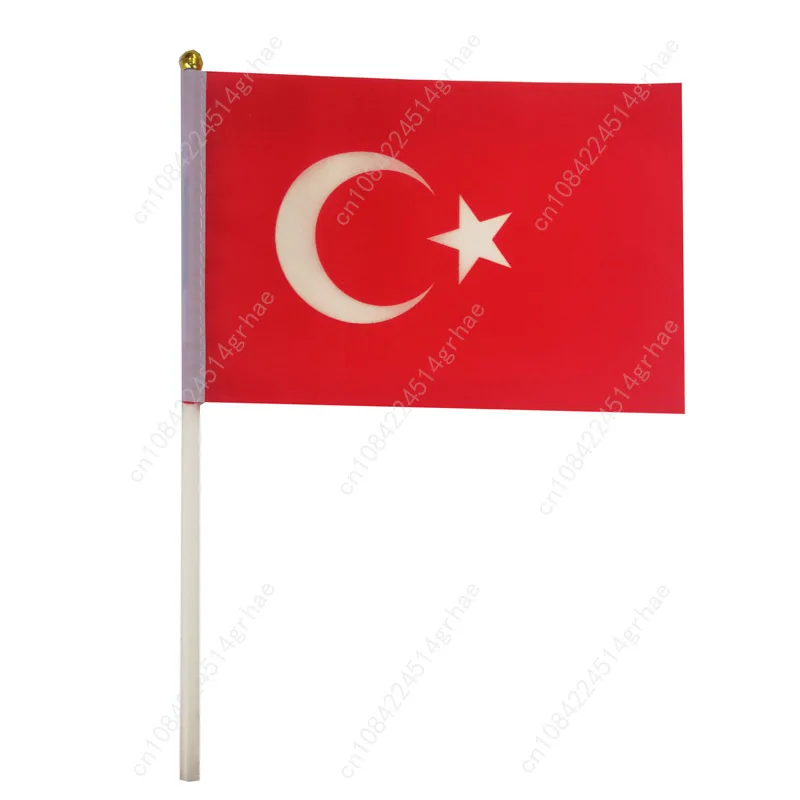 Turkey Hand Waving Flag Turkis Small Mini Hand Held Flags 10 Pcs 14x21cm  Sporting Event Support Handheld Flag