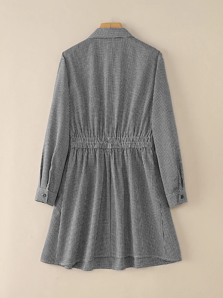 VONDA mode chemise à carreaux robe 2025 femmes automne à manches longues Mini robe d'été revers élégant à carreaux bureau dame coréenne robes