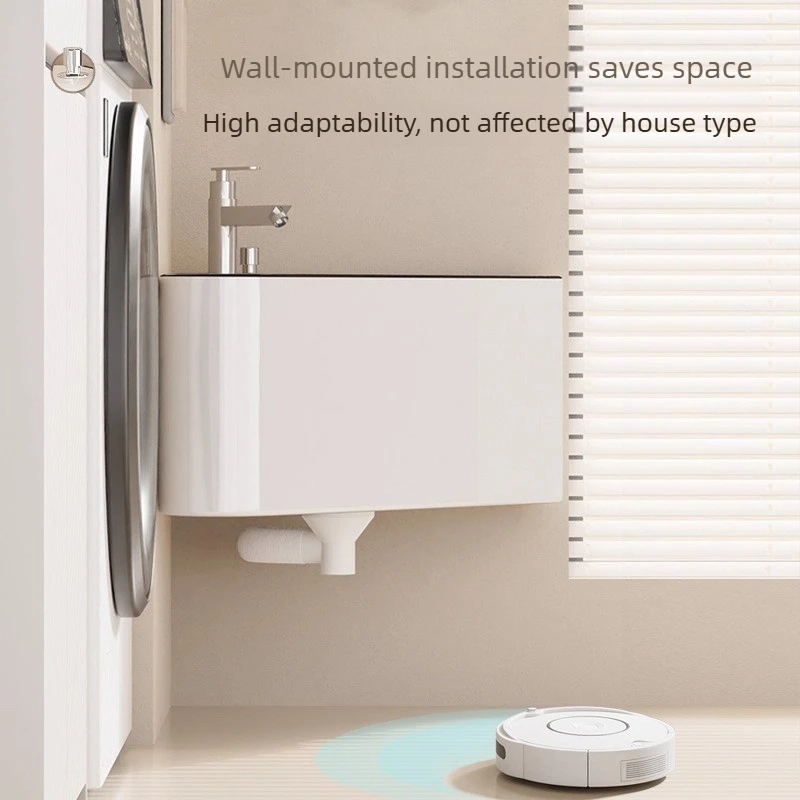 Wall Mounted Triangle Ceramic Mop Sink Household Corner Balcony Mop Washing Basin for Home Cleaning Use