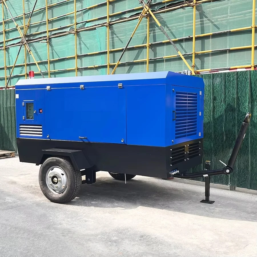 Stationary Diesel Screw Air Compressor Four Wheels Drilling Mining New Condition Pump Engine Gas-Powered Air Cooled 5-Year