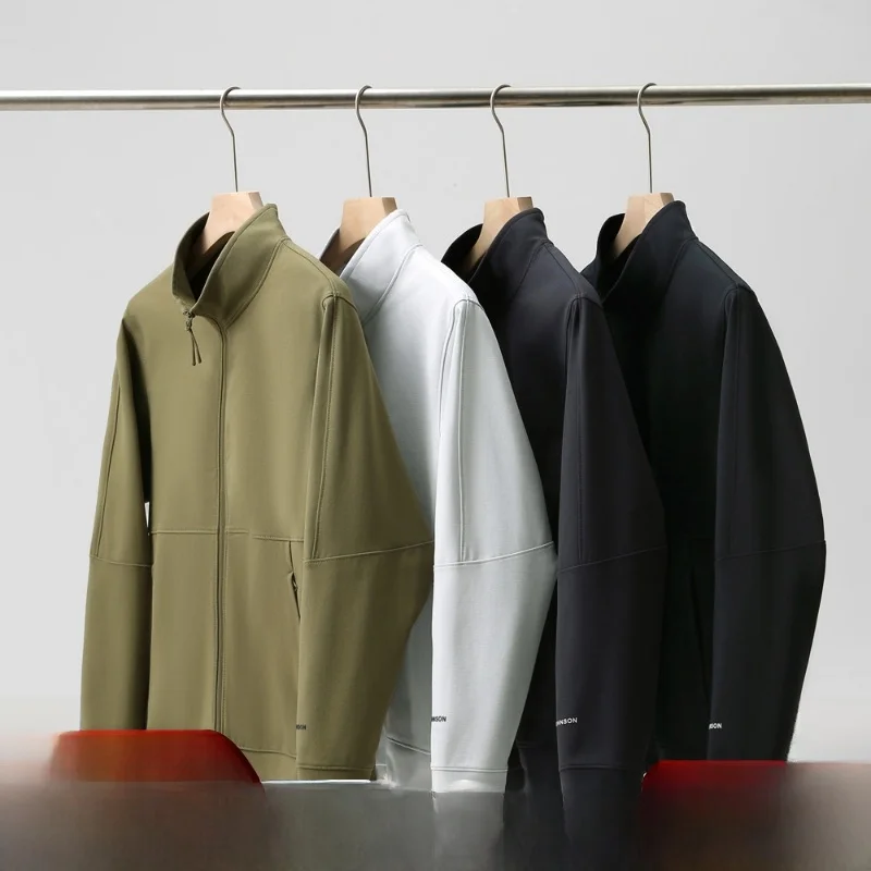

High-End Texture Breathable Men's Stand Collar Color Casual Jacket Outerwear Fashionable All-Season Standard Fit Long S...