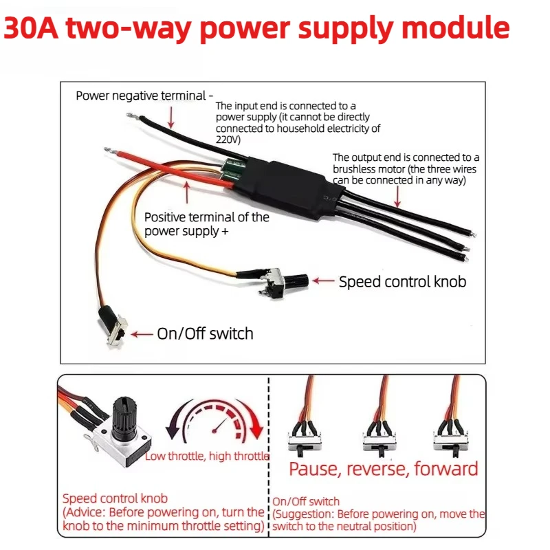 Brushless motor self-starting driver 30A 8-20V forward-reverse speed controller
