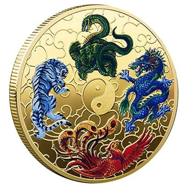 1Set Ancient Mythical Creatures Lucky Coin Lottery Ticket Scratcher Tool Lucky Charms Challenge Coin Metal