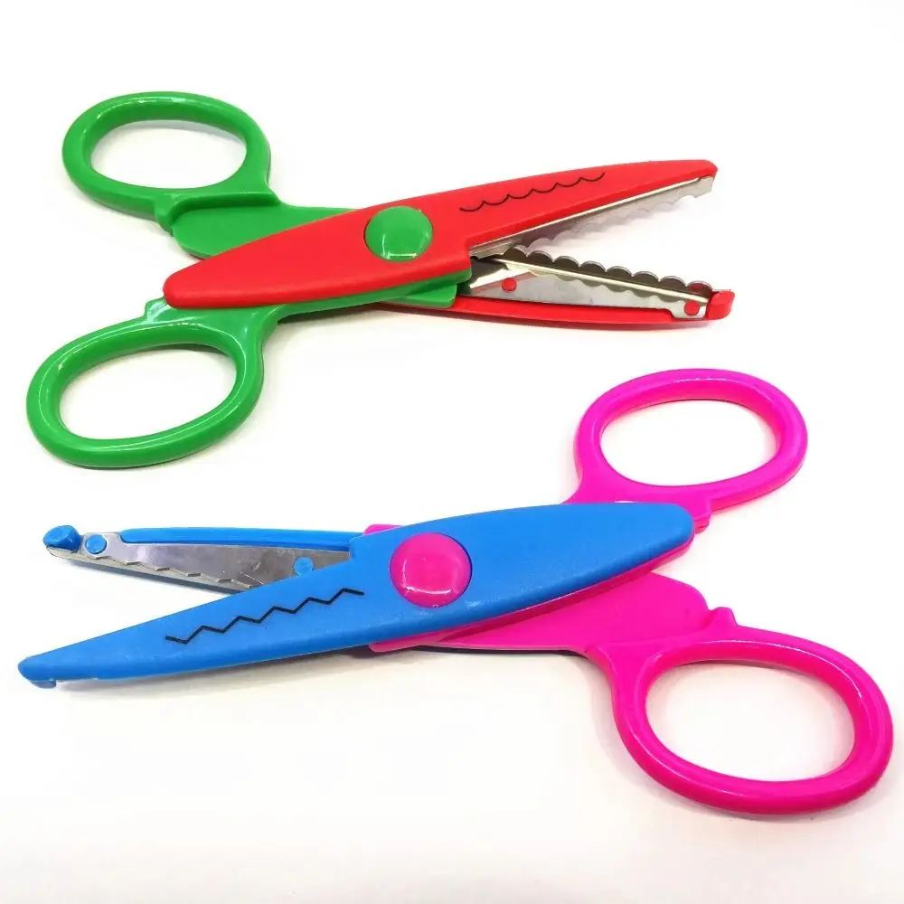 Wavy Pattern Minimalistic Lace Scissors Candy Color Stainless Steel Stationery Scissors Small Round Head Professional