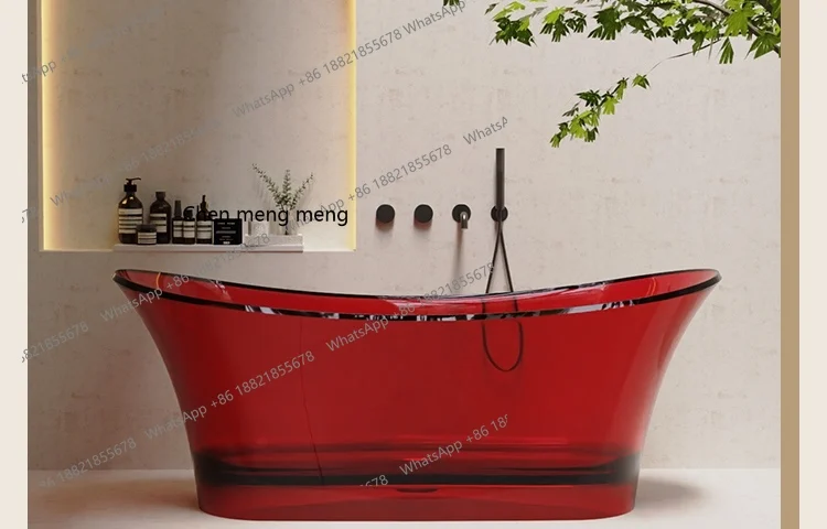 

Darwin transparent resin color crystal bathtub oval freestanding one-piece double bathtub bubble pool
