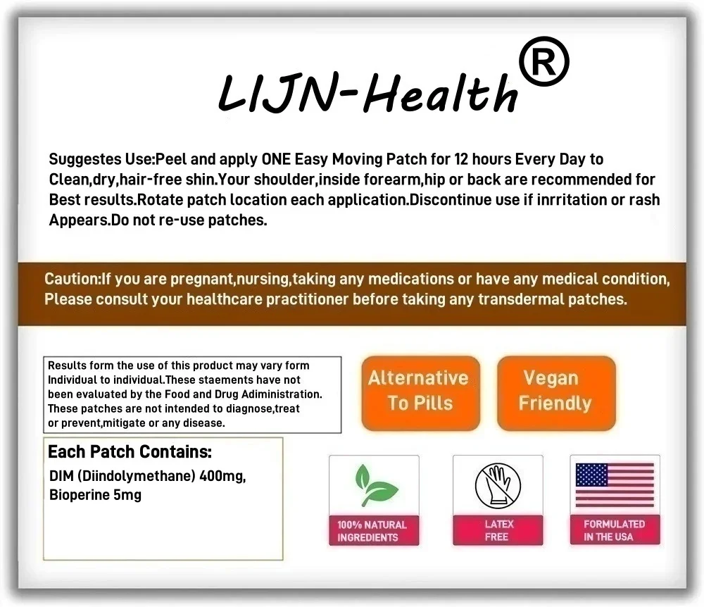 30枚入り DIM経皮吸収パッチ ホルモンバランス ホットフラッシュ緩和、前立腺サポート＆抗酸化サポート