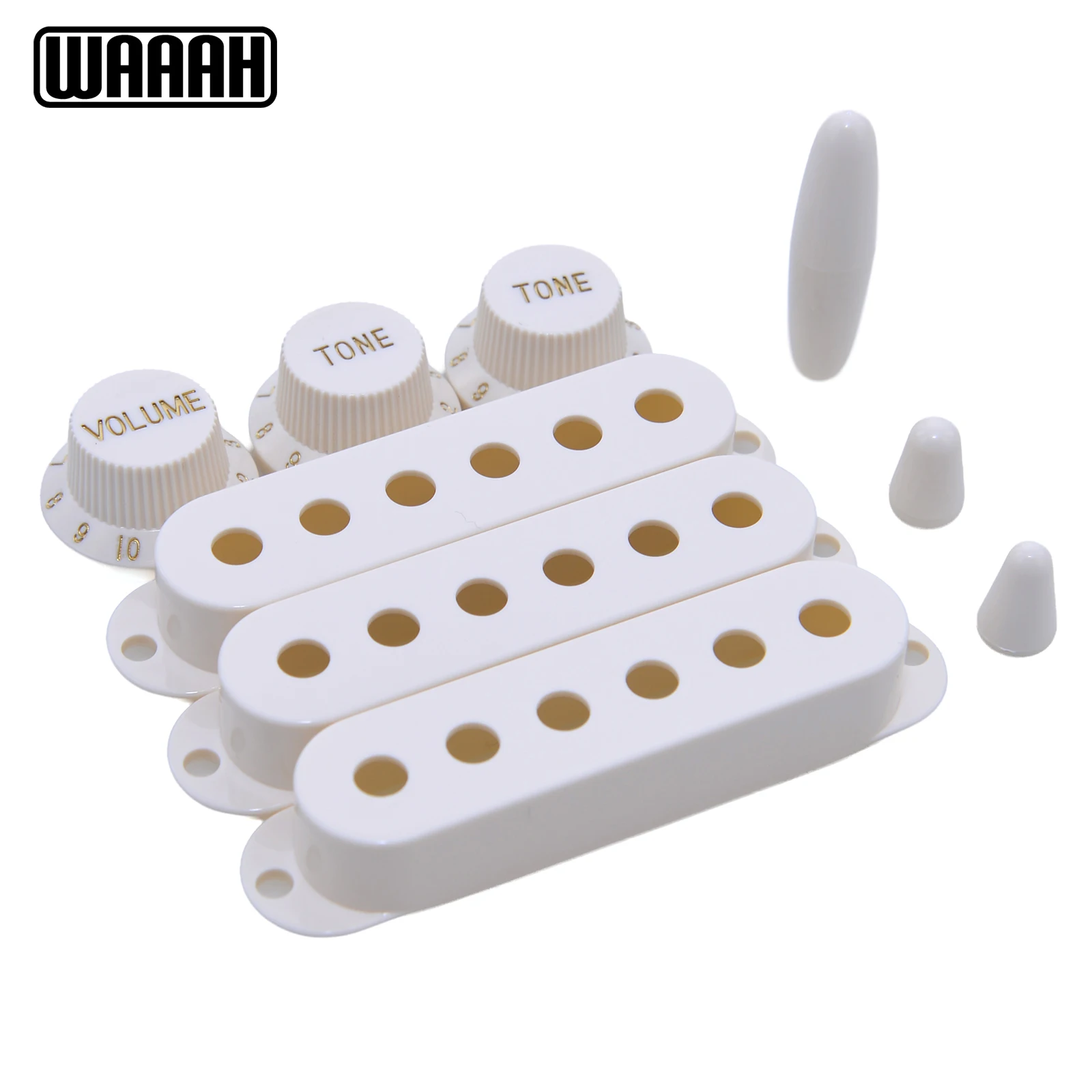 WAAAH Single Coil ST Guitar Pickup Cover with 2 Tone 1 Volume Knobs and Switch Tip Parts Set Guitar Parts