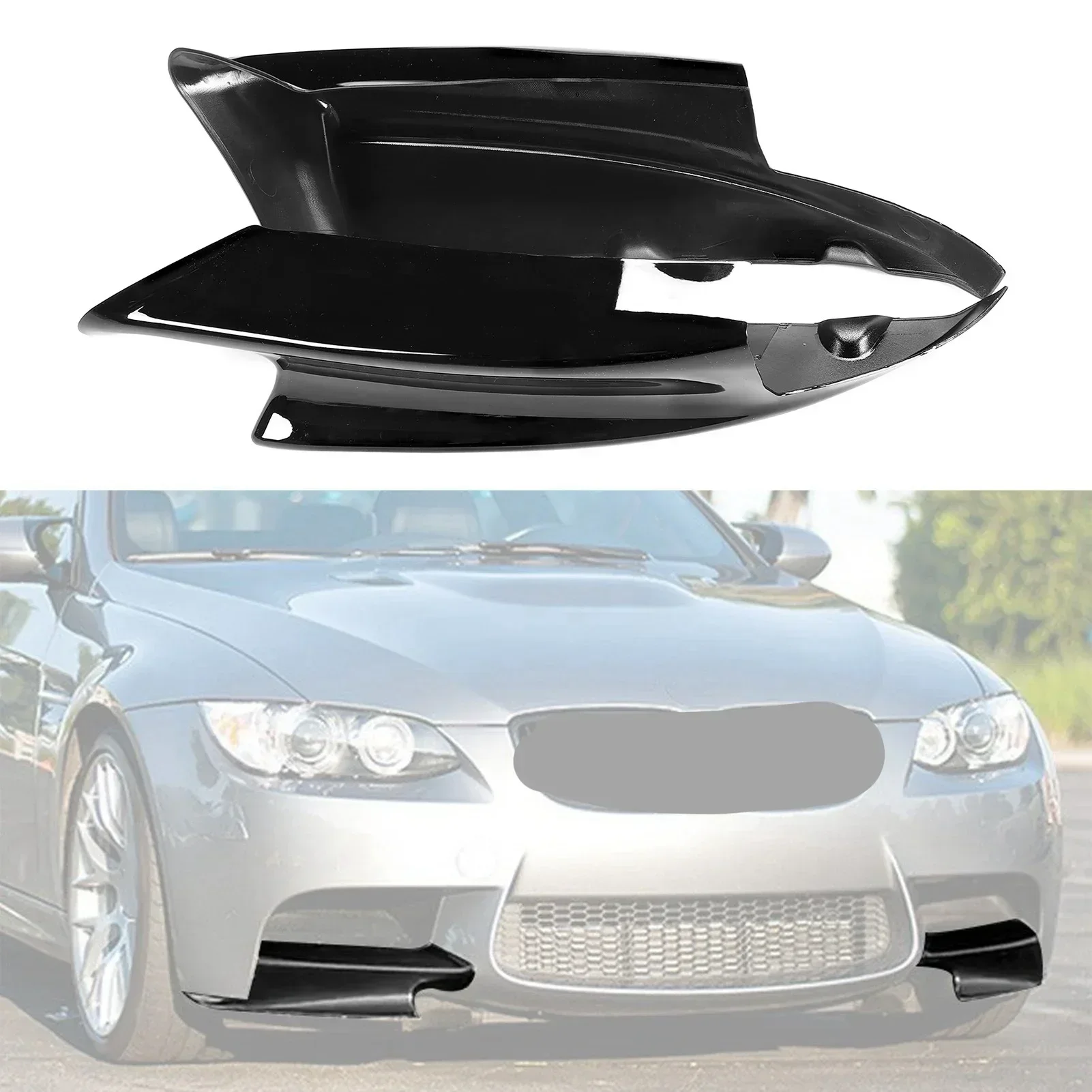 

1 Pair of Car Front Bumper Spoiler Lip Deflector Splitter ABS Carbon Fiber Style Fit For BMW E90 E92 E93 M3 2007‑2012