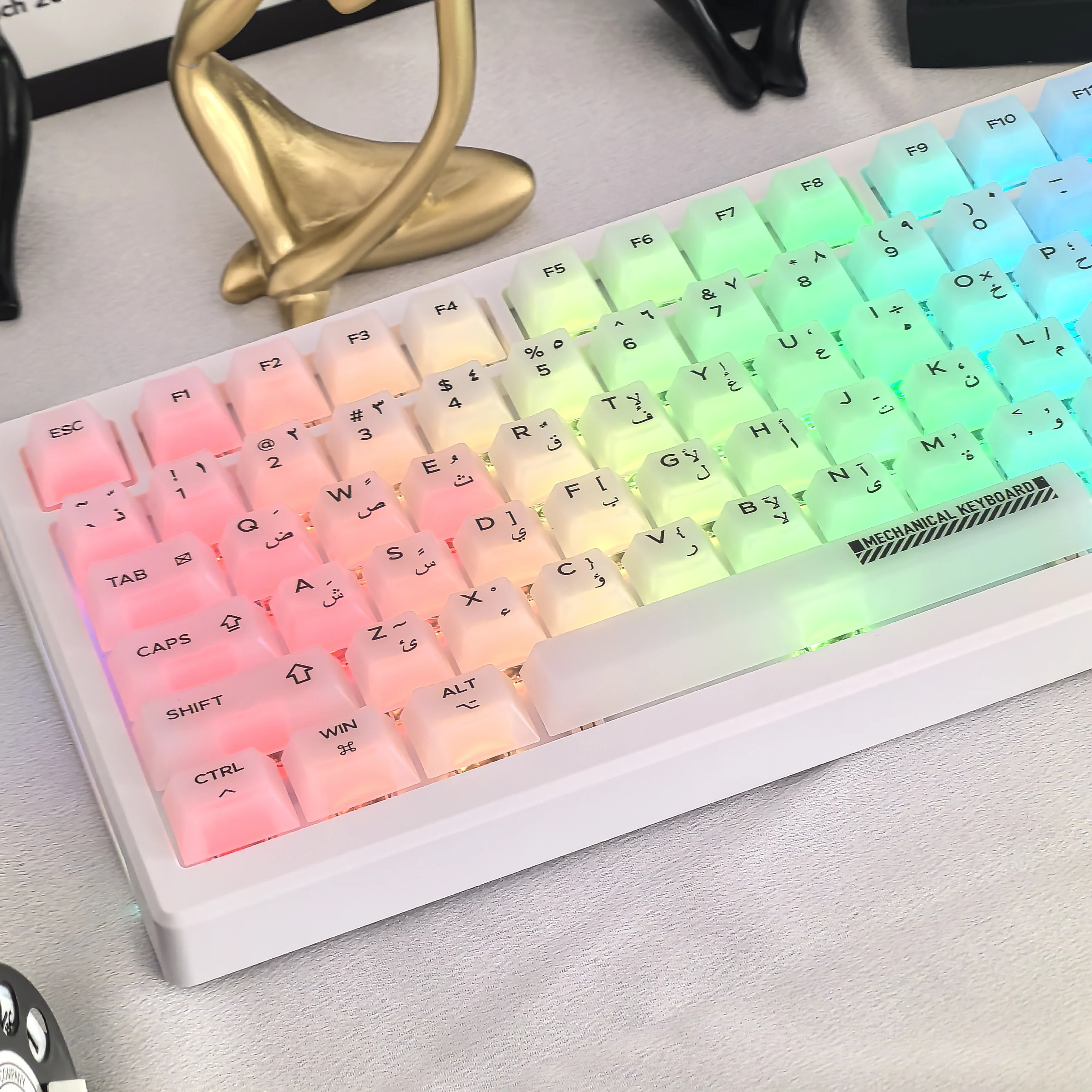 Arabic Keycaps 124Keys Pc Material Cherry Translucent Milky White Matte Transparent Keycaps