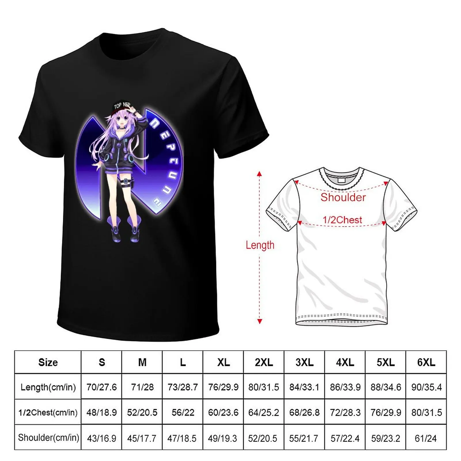 Hyperdimension Neptune adult Top hat T-Shirt Plus Size Short Sleeve T-Shirt