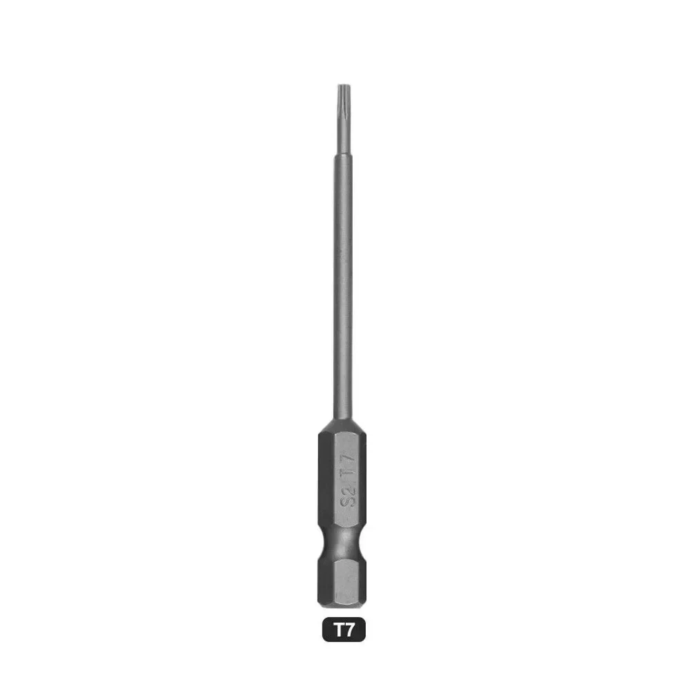 Torx Head Screwdriver Bit Magnetic Solid Special Heat Treatment 100mm/3.94in 6.35mm / 1/4 Inch Shank Alloy Steel