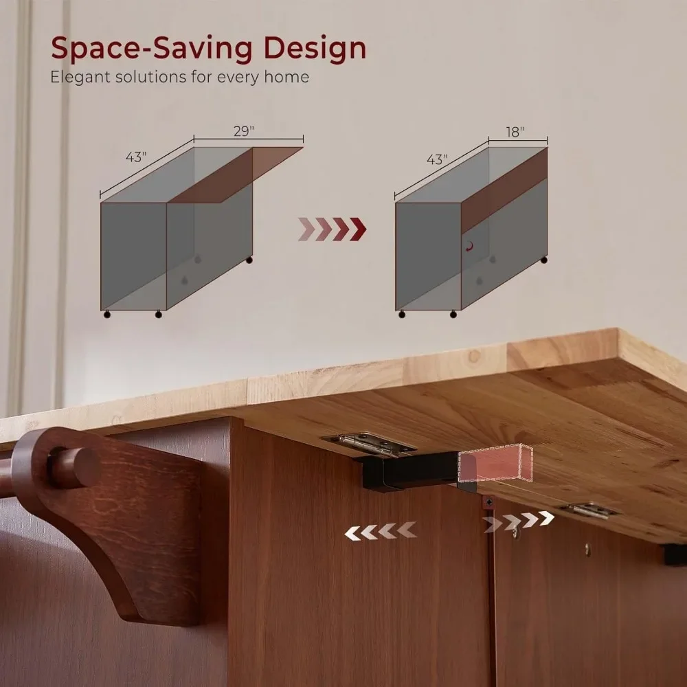 54" Rolling Kitchen Island Cart with Storage, Large Kitchen Cart ,with 3 Drawers and Spice Rack & Towel Rack, Rustic Brown