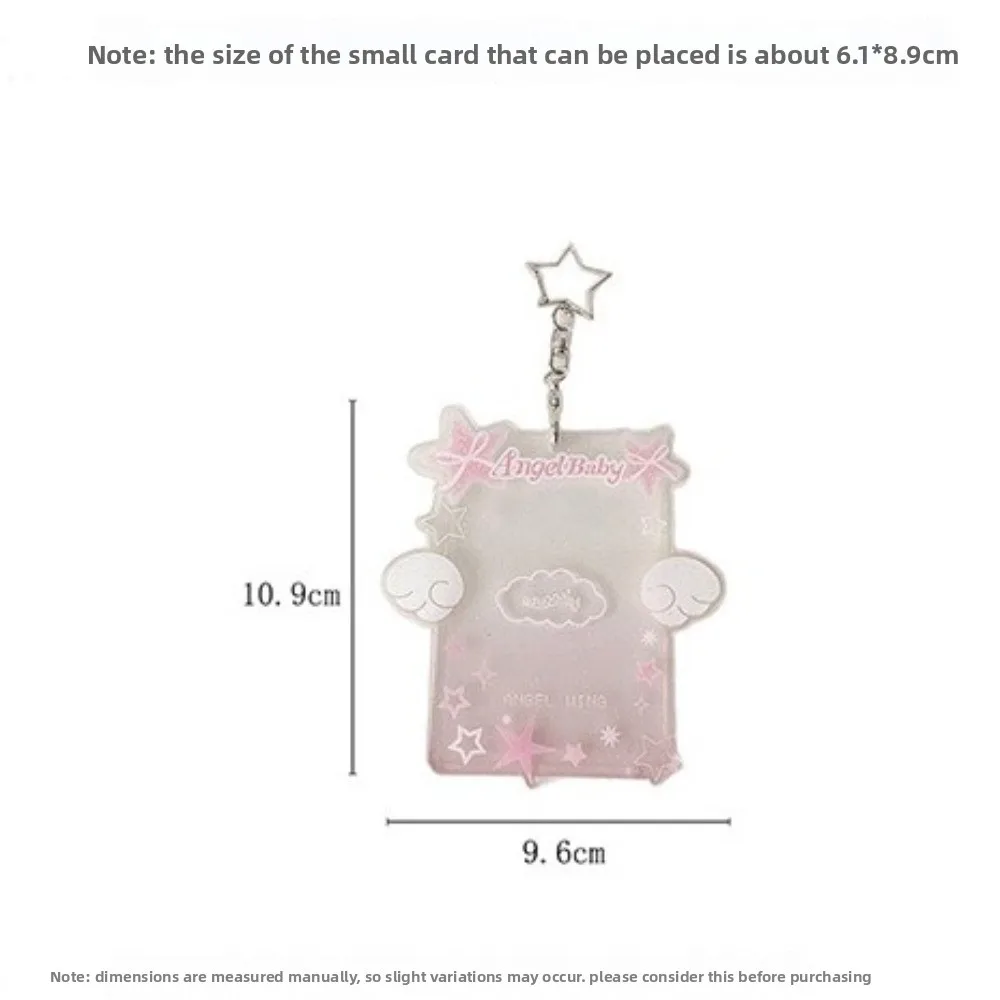 Cute Acrylic Card Holder Transparent With Keychain ID Card Holders Photocard Holder DIY Clear Insert Photo