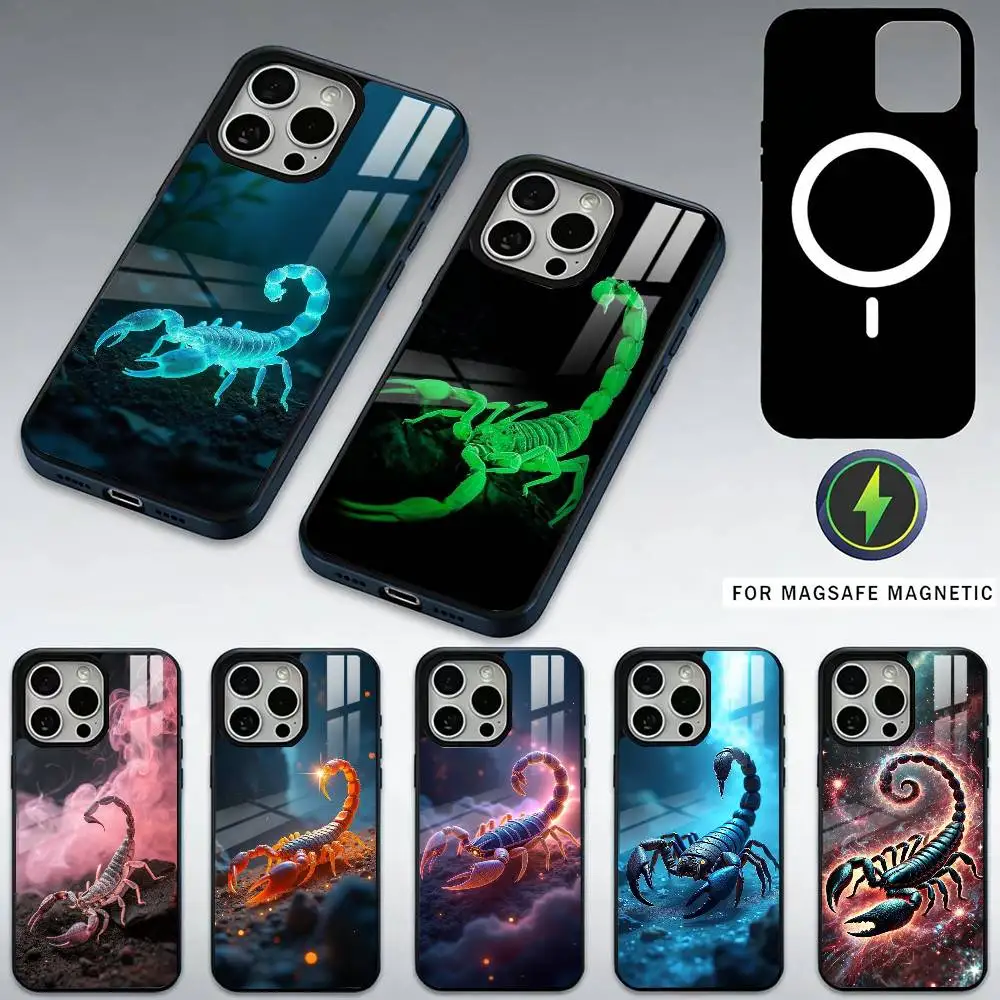 

Cool Scorpion Art Phone Case For iPhone17,16,15,14,13,12,11 Plus,Pro Max Magnetic For Magsafe Wireless Charging