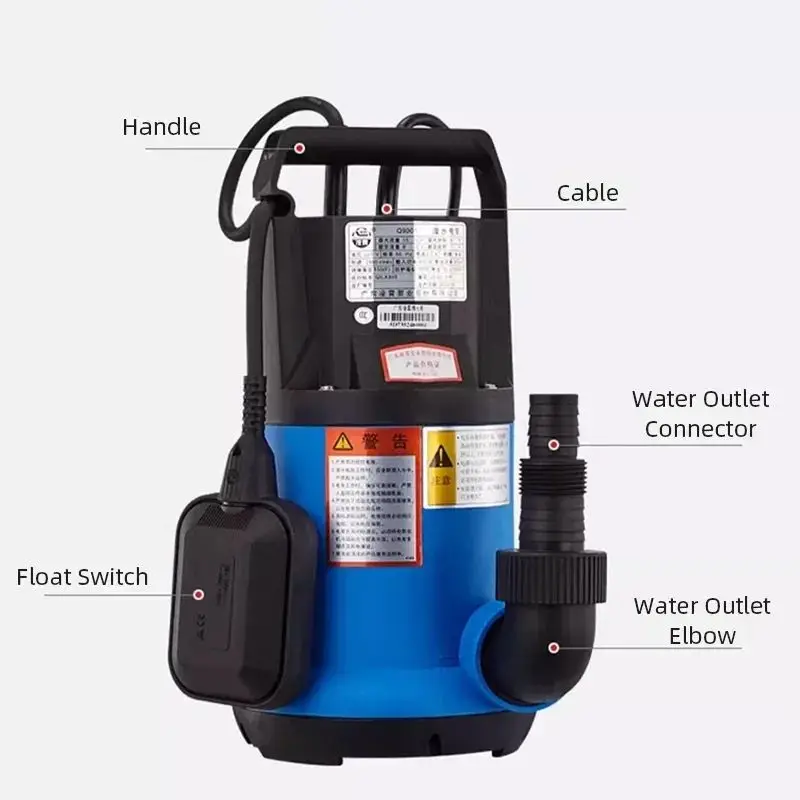 Bomba submersível elétrica q900b3, baixo nível de água, bomba automática para lago de esgoto, irrigação de jardim, bomba de água limpa, bomba de lago