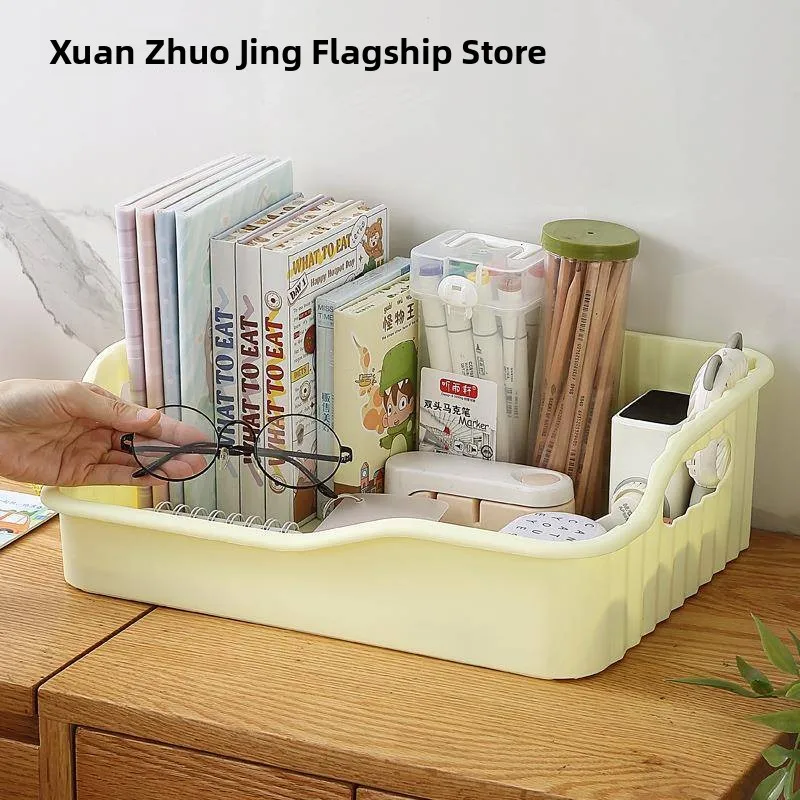 

Пластиковый органайзер для дома и офиса: для книг, игрушек, учебников, настольная полка для студенческого стола, с колесиками, простой стиль, шкатулка для украшений