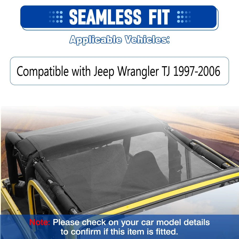 Car Roof Top Sunshade Cover Mesh Sunshade Cover For Jeep Wrangler TJ 1997 1998 1999 2000 2001 2002 2003 2004 2005 2006