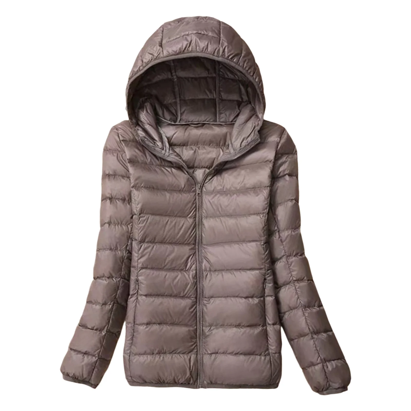 Women Plush Hooded Stand Collar Jacket Ultralight Stand Collar Puffer Down for Going Shopping Wea