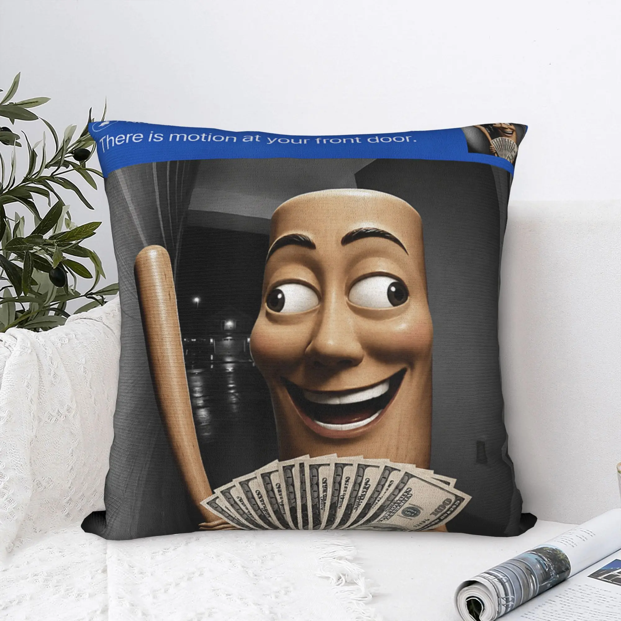 There is Motion At Your Front Door Tung Tung Tung Sahur Pillow Cover Cushion Cover Fashion Pillow Case For Sofa Home Decoration