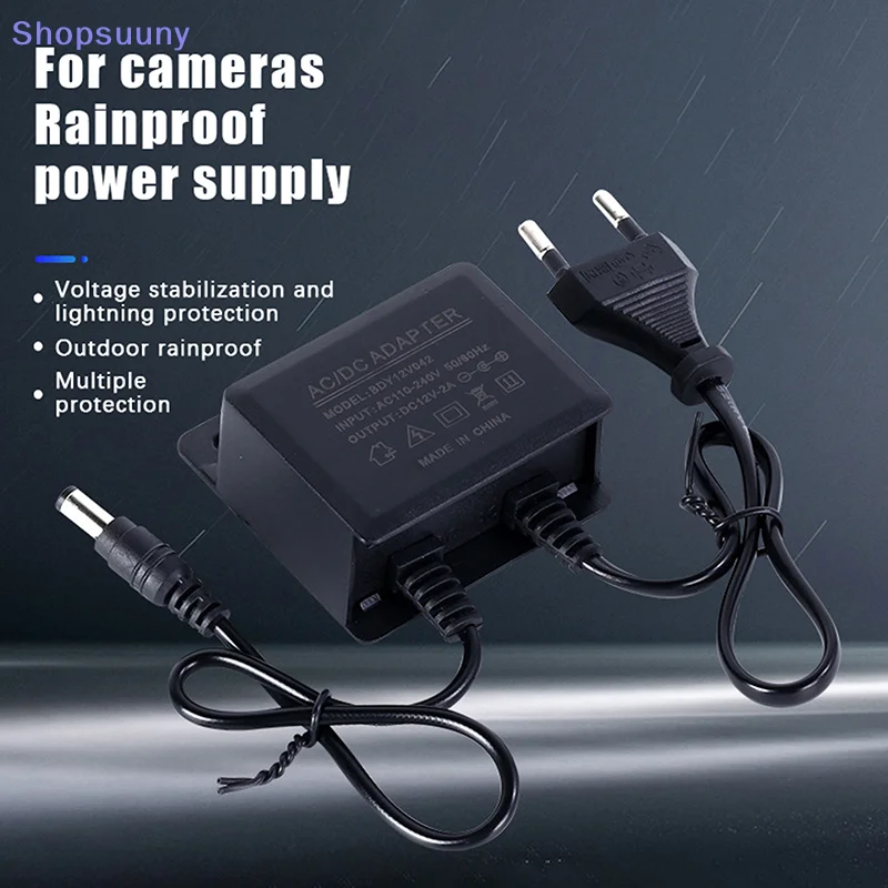 [SU] Waterproof EU/US Plug Power Adapter DC12V 2A For CCTV Security Surveillance AHD Camera Charger NVR DVR Input AC100V-240V