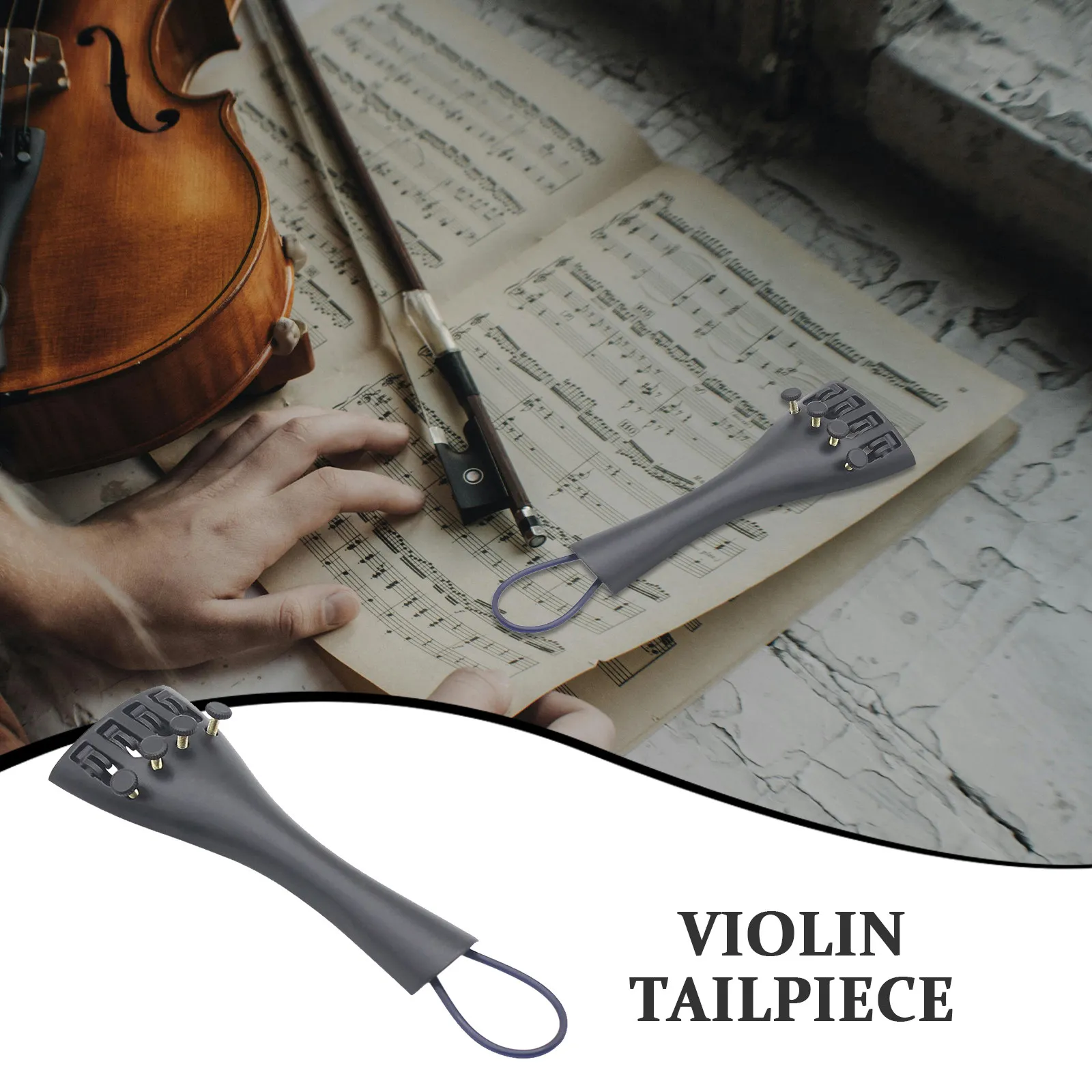 Violin Tailpiece with 4 Adjustable Fine Tuners Durable Aluminum Alloy Fiddle Replacement Accessory