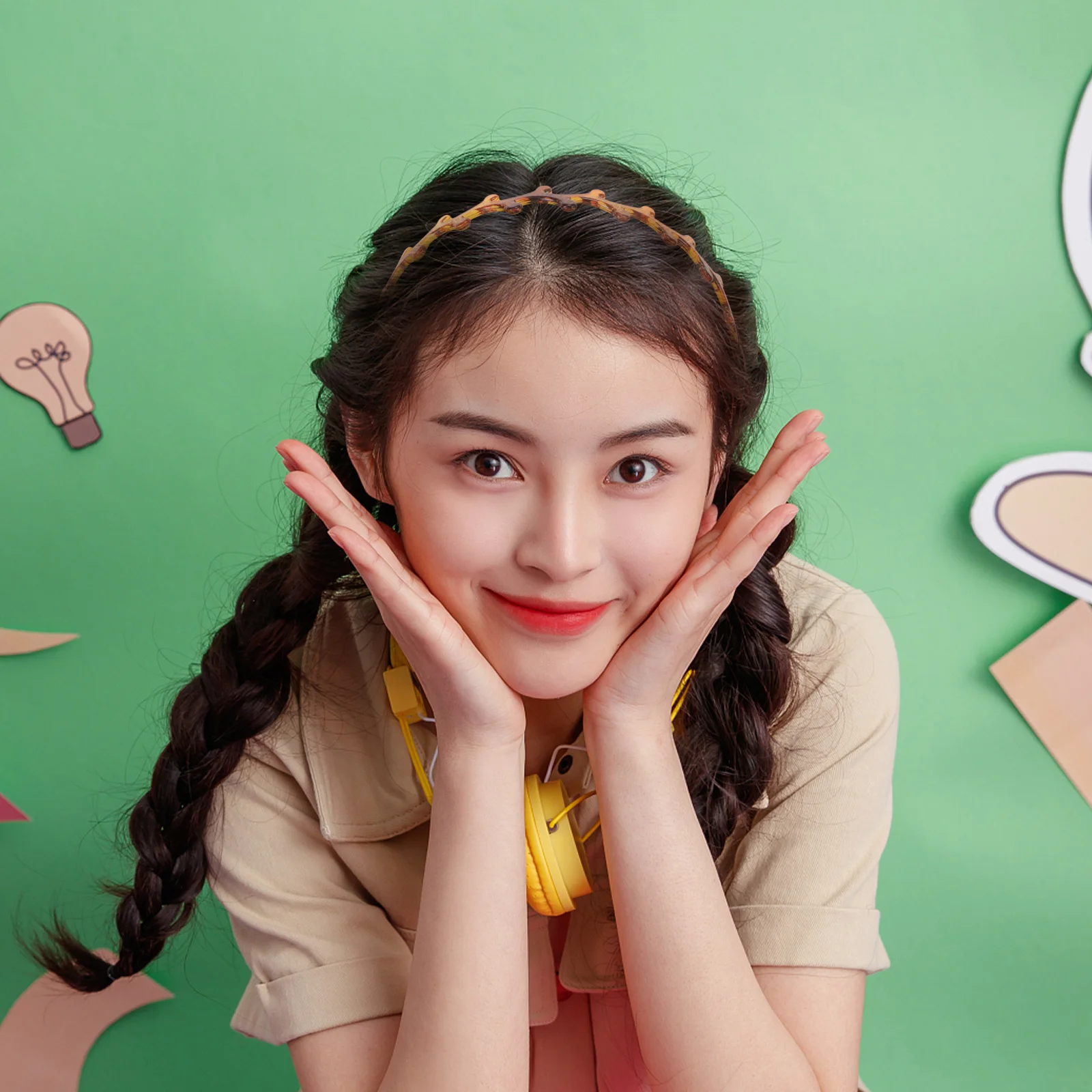 

2pcs Hair Headband For Women Non-Slip Plastic Headbands With Teeth Curly Hair Band Face Washing Spa Wear Party Accessory