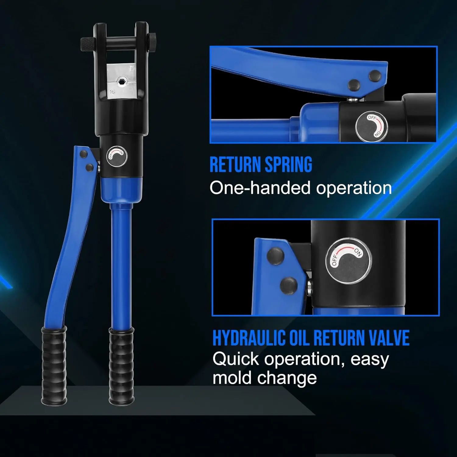أداة تجعيد عروة الكابلات الهيدروليكية، مجموعة طرفية سلك البطارية 6 AWG إلى 4/0 AWG